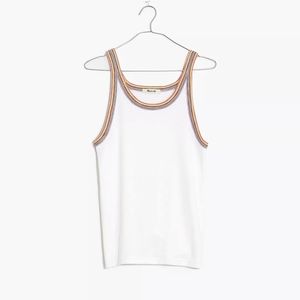 Madewell Rainbow Striped White Tank Top XS